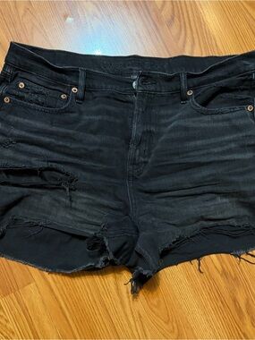 American Eagle Outfitters Black Distressed Denim Shorts